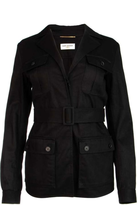 Saint Laurent Coats & Jackets for Women Saint Laurent Belted Flap Pocket Jacket