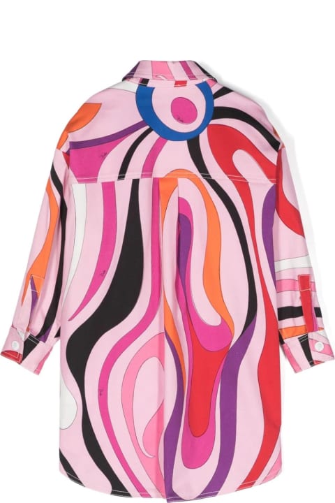 ガールズ Pucciのワンピース＆ドレス Pucci Purple/multicolour Iride Print Shirt Dress