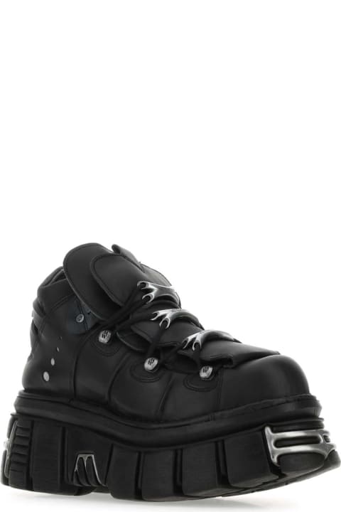 Fashion for Men VETEMENTS Black Leather New Rock Sneakers