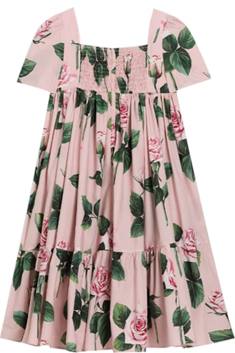 Dolce & Gabbana Dresses for Girls Dolce & Gabbana Poplin Dress With Rose Print