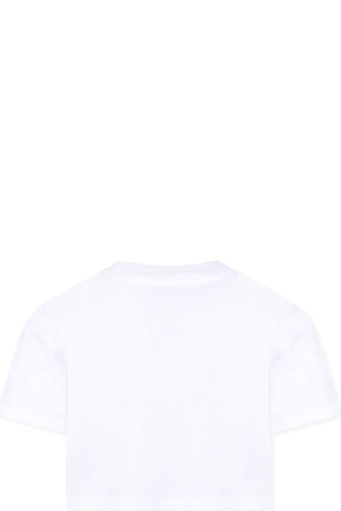 Little Marc Jacobs Topwear for Girls Little Marc Jacobs White Crop T-shirt For Girl With Logo