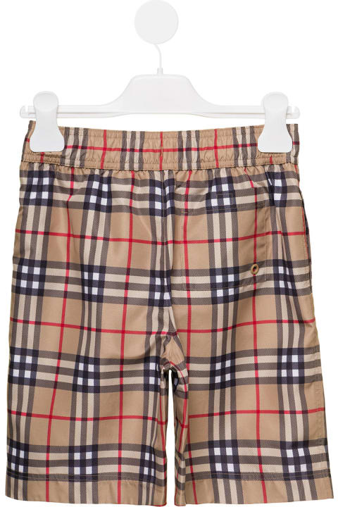 Malcom' Multicolor Swim Shorts With Vintage Check Print In Polyester Boy Burberry Kids