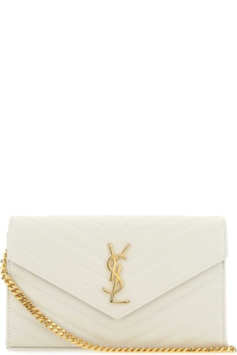 Saint Laurent Ivory Leather Clutch