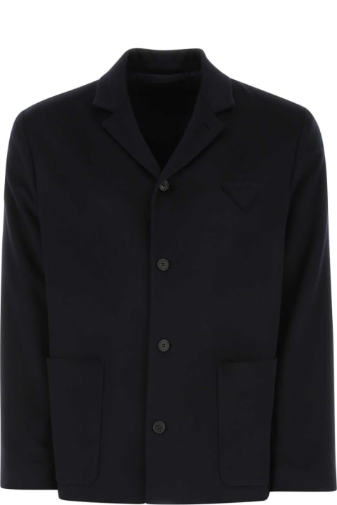 Clothing Sale for Men Prada Navy Blue Cashmere Blazer