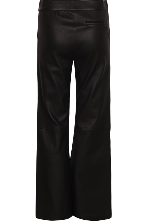 Straight Leather Buttoned Trousers