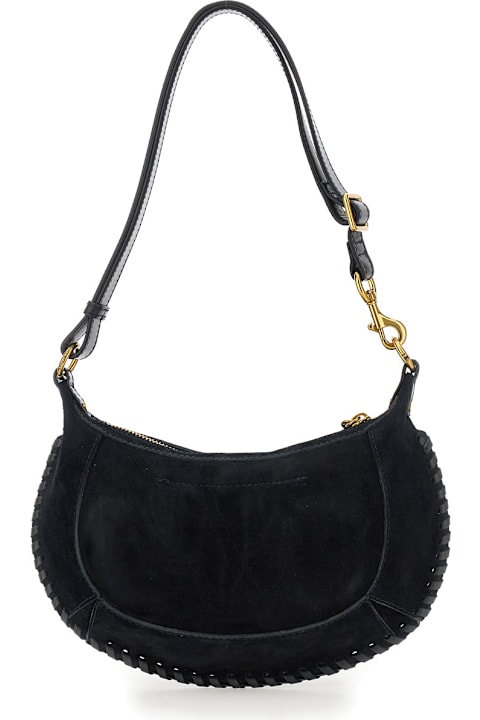 Isabel Marant Bags for Women Isabel Marant 'oskan Moon' Black Crossbody Bag With Front Logo Print In Suede Woman