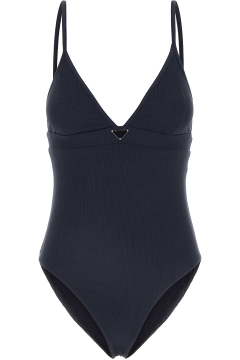 Swimwear for Women Prada Midnight Blue Stretch Nylon Swimsuit