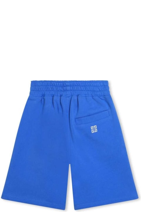 Fashion for Boys Givenchy Blue Bermuda Shorts With Contrasting Logo Lettering Print In Cotton Blend Boy