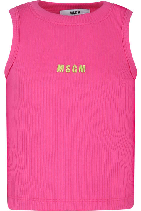 MSGM T-Shirts & Polo Shirts for Women MSGM Fuchsia Tank Top For Girl With Logo