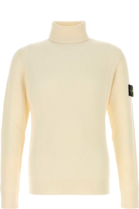 Stone Island لـ Men Stone Island Ivory Wool Sweater