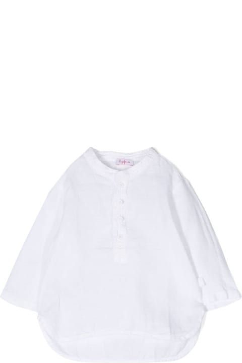 ベビーガールズ シャツ Il Gufo White Long Sleeve Shirt In Linen Baby
