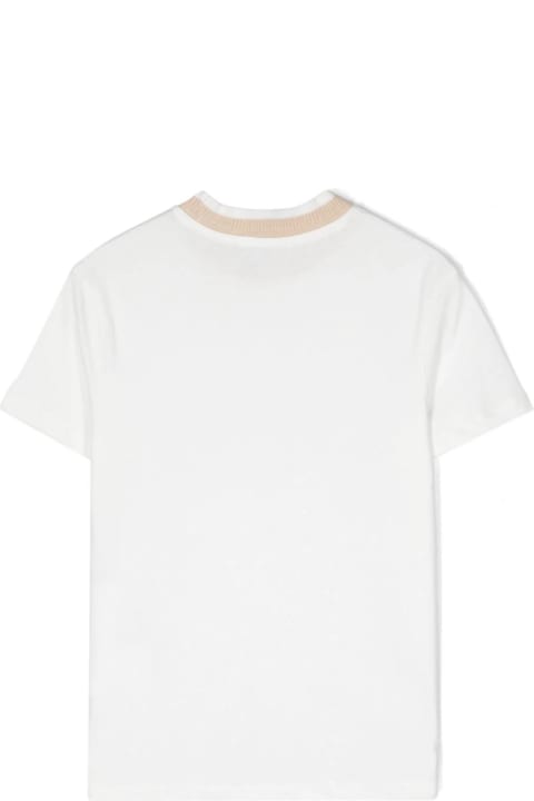 ボーイズ EleventyのTシャツ＆ポロシャツ Eleventy White T-shirt With Beige Crew Neck
