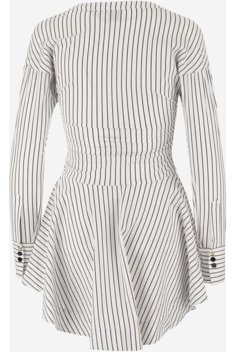 Clothing for Women Pinko Stretch Cotton Blend Dress With Striped Pattern