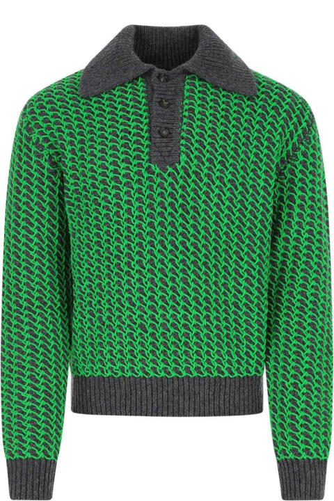 Contrast-weave Polo Sweater