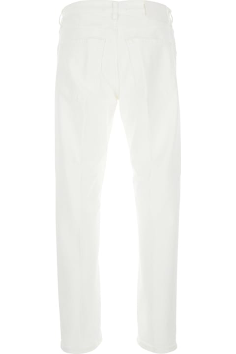 Homeware PT Torino White Five Pocket Jeans With Logo Patch On The Back In Cotton Man