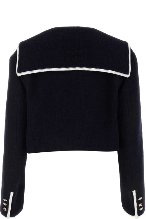 Coats & Jackets for Women Miu Miu Midnight Blue Tweed Blazer