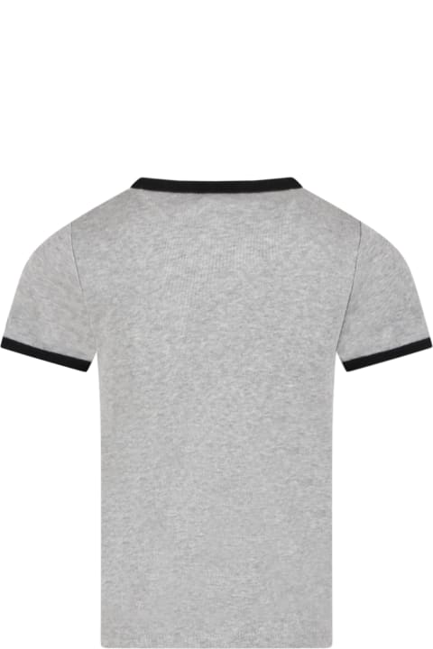 Gray T-shirt For Kids With Black Cat