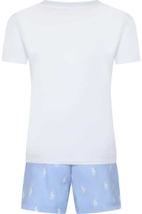 Ralph Lauren Underwear for Girls Ralph Lauren Light Blue Cotton Pajamas For Boy With Pony