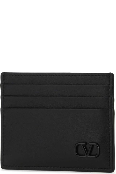 Wallets for Men Valentino Garavani Black Leather Card Holder