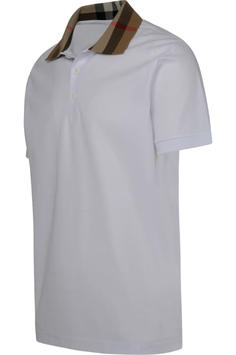 Burberry Topwear for Men Burberry Cody White Cotton Polo Shirt