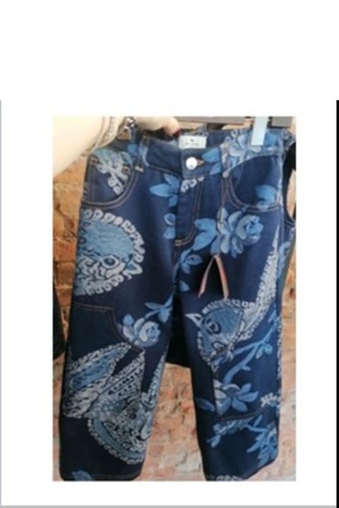 Denim Jeans For Kids With Paisley Pattern