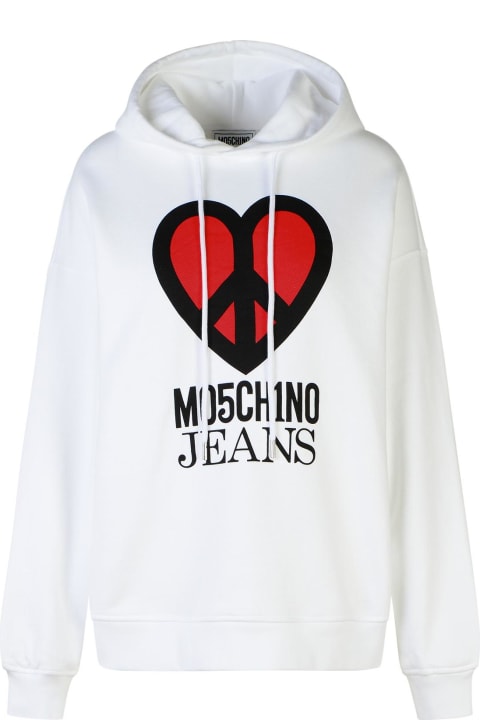 ウィメンズ ニットウェア M05CH1N0 Jeans White Cotton Sweatshirt