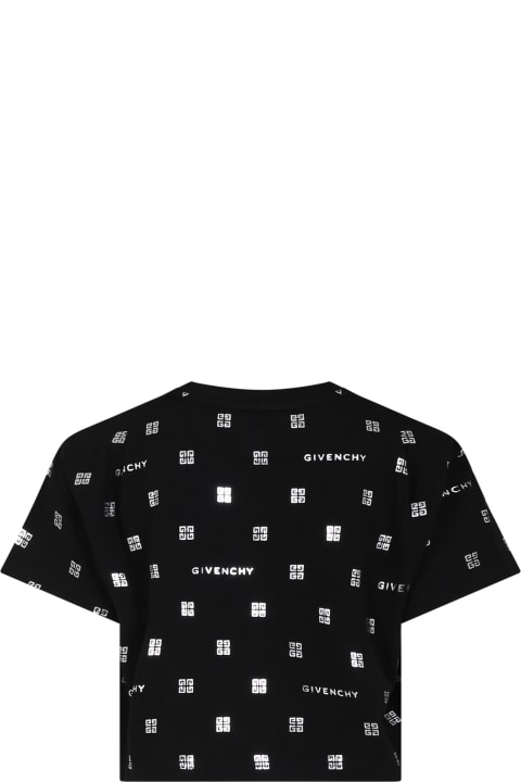 Givenchyのガールズ Givenchy Black T-shirt For Girl With Logo