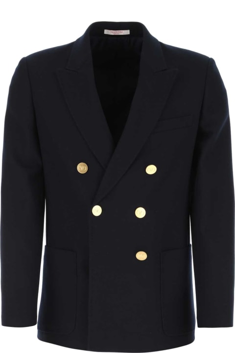 Coats & Jackets for Men Valentino Garavani Midnight Blue Stretch Wool Blazer