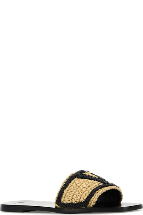 Valentino Garavani Raffia Vlogo Signature Slippers
