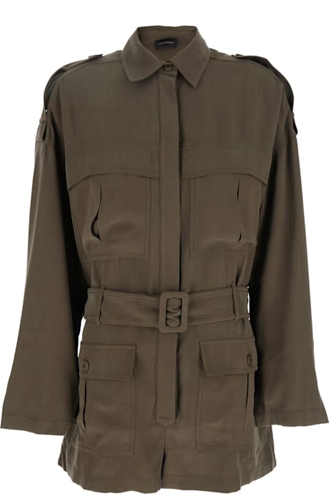 The Andamane Coats & Jackets for Women The Andamane 'vania' Brown Jumpsuit With Classic Collar And Adjustable And Removable Belt In Viscose Blend Woman