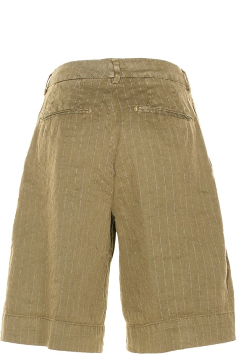 High-waisted Bermuda Shorts With Thin Stripes