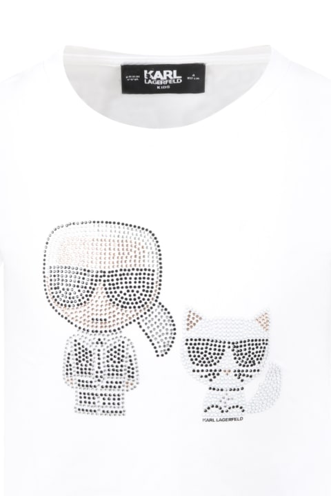 White T-shirt For Girl With Karl Lagerfeld