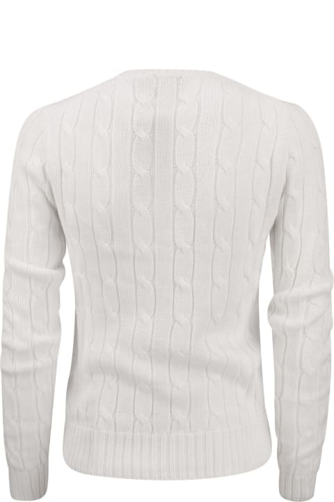 Polo Ralph Lauren Sweaters for Women Polo Ralph Lauren Crew Neck Sweater In White Braided Knit