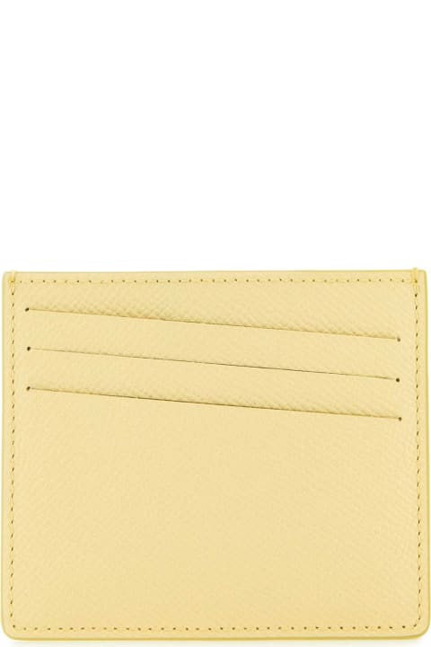 Wallets for Women Maison Margiela Pastel Yellow Leather Four Stitches Cardholder