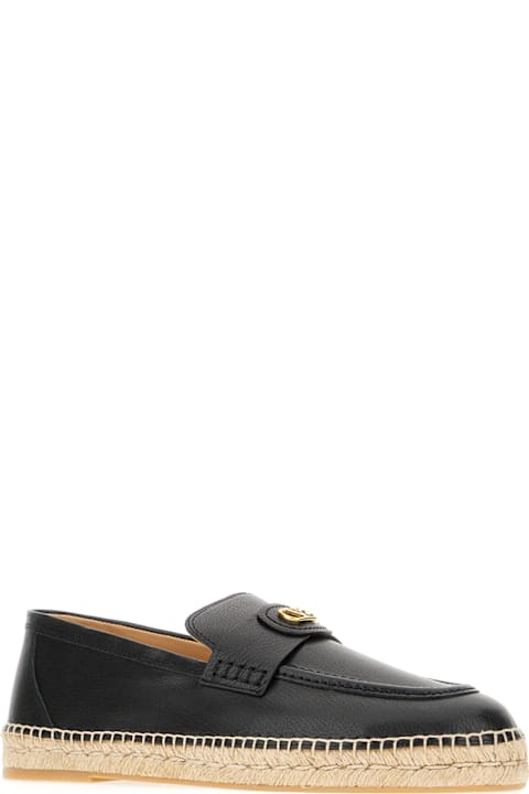 Valentino Garavani أحذية لـ القسم الرجالي Valentino Garavani Black Leather Espadrilles