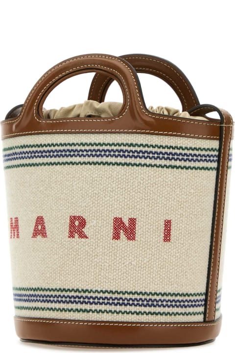 Fashion for Women Marni Ivory Canvas Tropicalia Bucket Bag