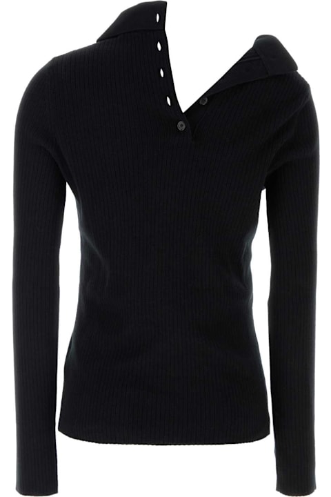 Courrèges Topwear for Women Courrèges Black Cotton Blend Polo Shirt