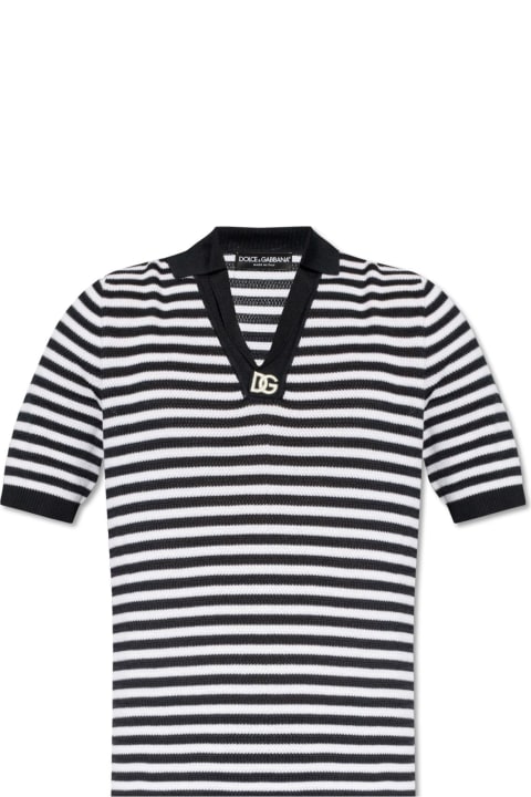 メンズ シャツ Dolce & Gabbana V-neck Polo Shirt