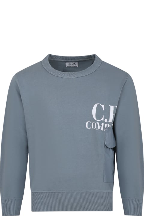 Sweaters & Sweatshirts for Boys C.P. Company Undersixteen Gray Sweatshirt For Boy With Logo