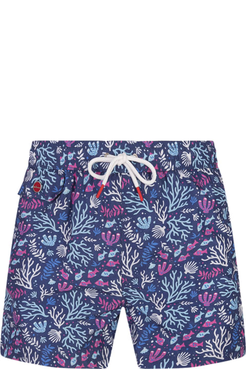 Fashion for Women Kiton Blue Swim Shorts With Fish And Coral Pattern