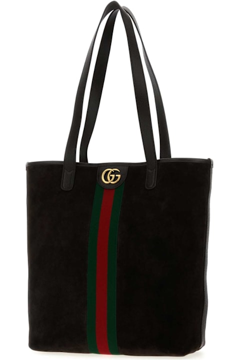 آخر صيحات الموضة من السيدات Gucci Black Suede Ophidia Shopping Bag