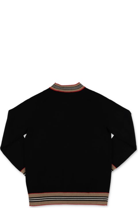 Burberry Sweaters & Sweatshirts for Boys Burberry Burberry Cardigan Graham Nero In Maglia Di Lana Bambino
