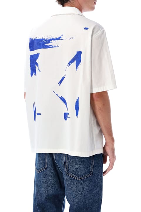 Homeware Off-White Off-white Brush Arrow Poplin Bowling Shirt With Embroidered Logo