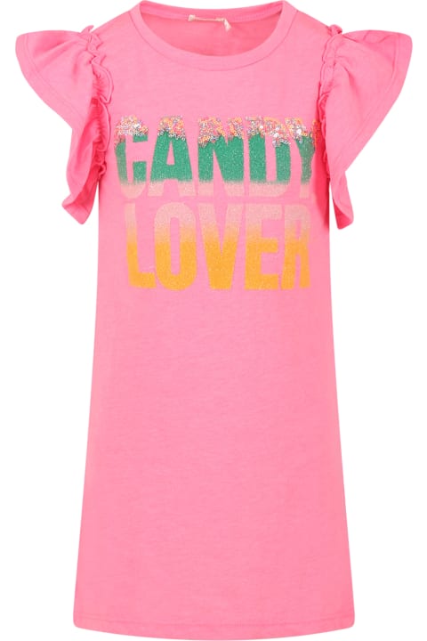 Dresses for Girls Billieblush Pink Dress For Girl With Candy Lover Writing