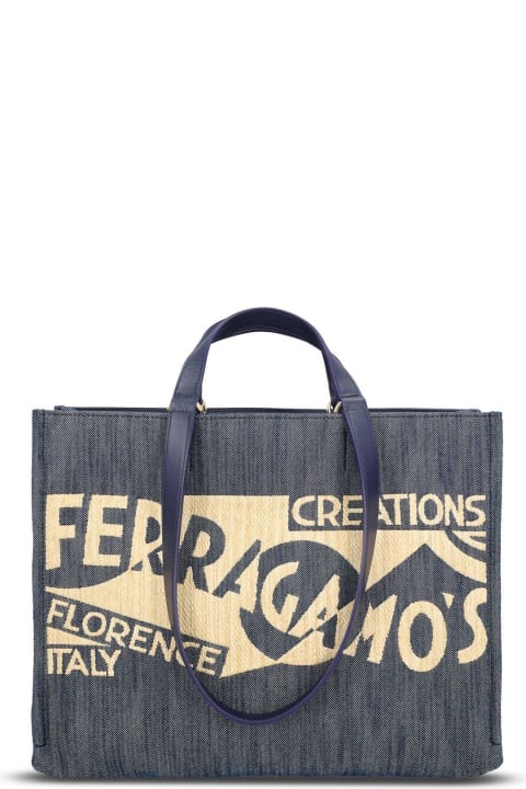 Bags for Women Ferragamo Logo Detailed Medium Tote Bags