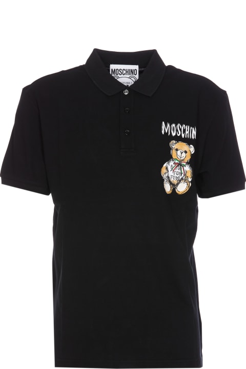 Moschino Topwear for Men Moschino Drawn Teddy Bear Polo Shirt