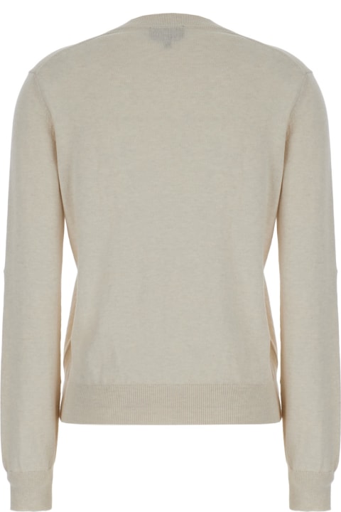 Sweaters for Women A.P.C. 'victoria' Beige Sweater With Apc Embroidery In Cotton Woman