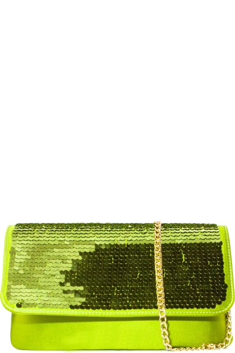 Clutches for Women Roberto Festa Green Satin And Sequin Montecarlo Shoulder Bag