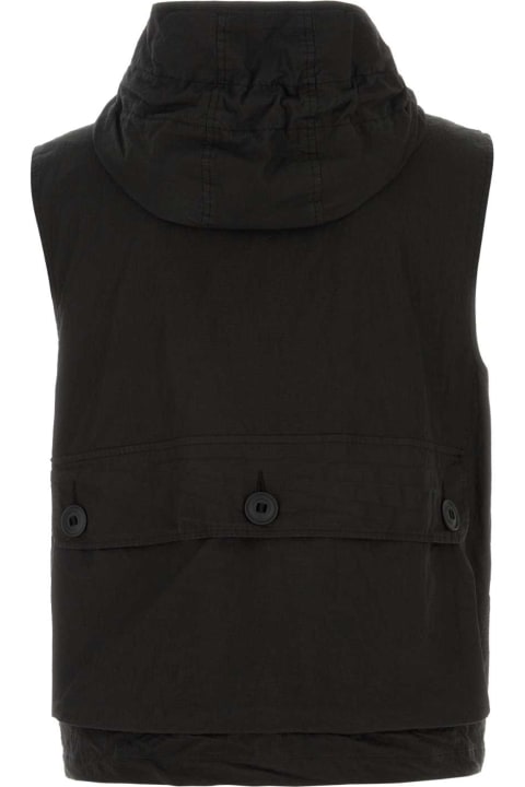 Emporio Armani Coats & Jackets for Men Emporio Armani Black Cotton Blend Vest