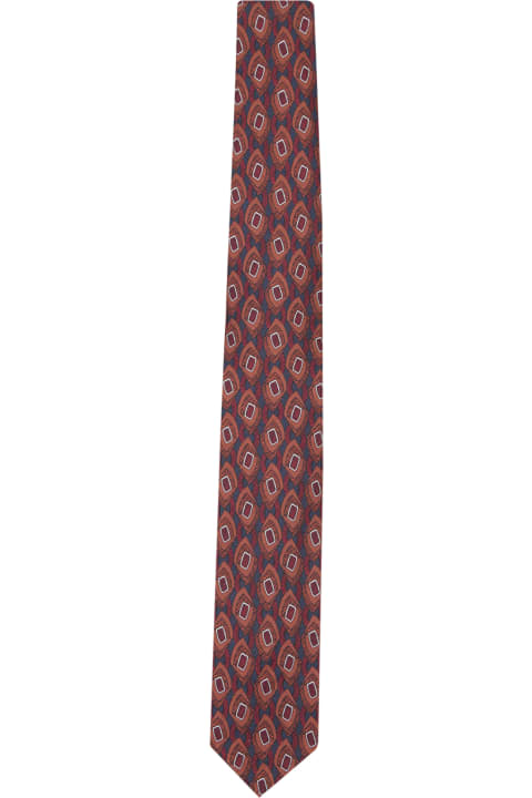 Ties for Men Lardini 7cm Geometric Fabric Tie In Beige